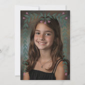 Floral Lijst Custom Photo Bat Mitzvah Meisje Kaart (Achterkant)