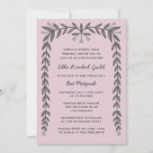 Floral Lijst Custom QR Code Modern BarBat Mitswa Kaart (Voorkant)