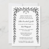 Floral Lijst Custom QR Code Modern BarBat Mitswa Kaart (Voorkant)