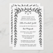 Floral Lijst Custom QR Code Modern BarBat Mitswa Kaart (Voorkant / Achterkant)