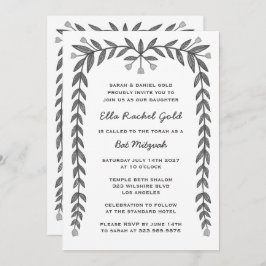 Floral Lijst Custom QR Code Modern BarBat Mitswa Kaart