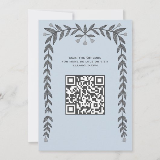 Floral Lijst Custom QR Code Modern BarBat Mitswa Kaart (Achterkant)