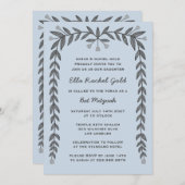 Floral Lijst Custom QR Code Modern BarBat Mitswa Kaart (Voorkant / Achterkant)