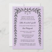 Floral Lijst Custom QR Code Modern BarBat Mitswa Kaart (Voorkant)