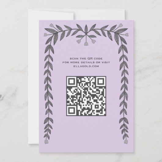 Floral Lijst Custom QR Code Modern BarBat Mitswa Kaart (Achterkant)