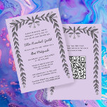 Floral Lijst Custom QR Code Modern BarBat Mitswa Kaart<br><div class="desc">Perfecte kaart om een bat mitswa, bar mitswa of andere Joodse viering aan te kondigen! Hand getekende kunst voor u aan de voor- en achterkant! VOLLEDIG ! Klik hierboven op "Personaliseer" om de tekst te bewerken en uw link toe te voegen aan de QR-code. Klik op "bewerken met het ontwerpgereedschap"...</div>
