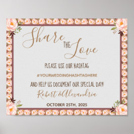 Floral Lijst deelt de Liefde Sociale Media Wedding Poster
