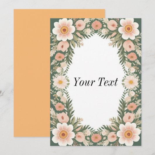 Floral Lijst Design Kaart (Voorkant / Achterkant)