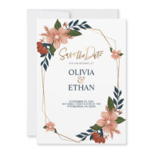 Floral Lijst Elegante bruiloft uitnodiging Sjabloo