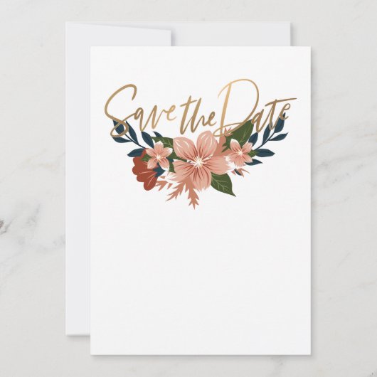 Floral Lijst Elegante bruiloft uitnodiging Sjabloo (Achterkant)