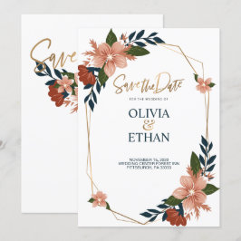 Floral Lijst Elegante bruiloft uitnodiging Sjabloo