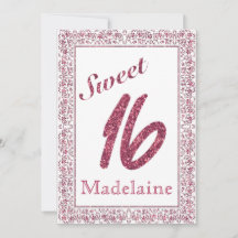 Floral Lijst Faux Roze Glitter Sweet 16