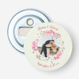 Floral Lijst Favoriete Foto met Persoonlijke Tekst Button Flesopener