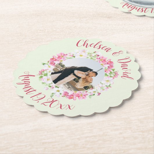 Floral Lijst Favoriete Foto met Persoonlijke Tekst Kartonnen Onderzetters (Gekanteld)