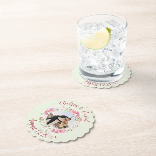 Floral Lijst Favoriete Foto met Persoonlijke Tekst Kartonnen Onderzetters (Insitu)