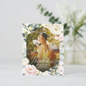Floral Lijst Foto Afstuderen Dank u kaart (Staand voorkant)
