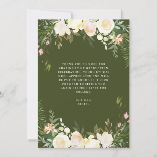 Floral Lijst | Foto Afstuderen Hartelijk dank Kaart (Achterkant)