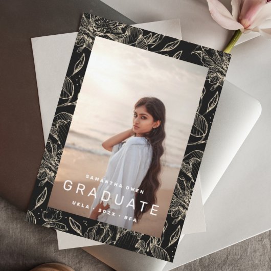 Floral Lijst Foto College Graduation 2023 Aankondiging