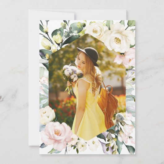 Floral Lijst Foto Law School Afstudeerfeest Kaart (Achterkant)