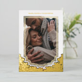 Floral Lijst Foto Wedding Botanische Branches Folie Uitnodiging (Staand Voorkant)