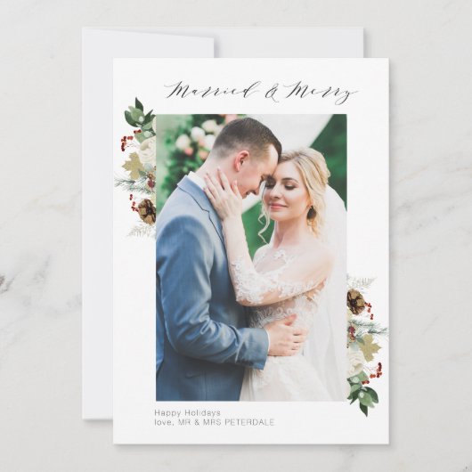 floral lijst foto's bruiloft aankondiging (Voorkant)