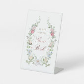 Floral Lijst gastenboek Reclamebord Met Voetstuk (Voorkant)