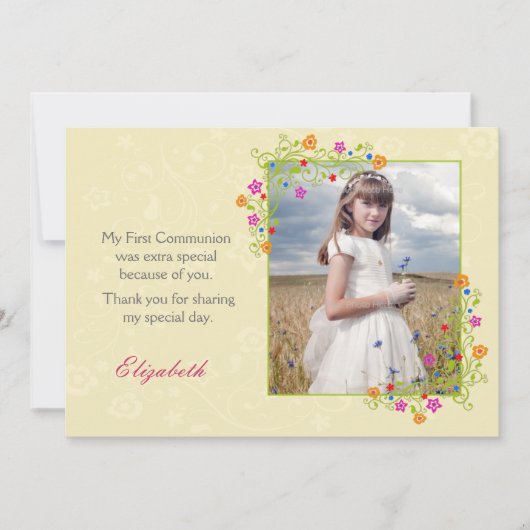 Floral Lijst, geel foto Bedankkaart (Voorkant)