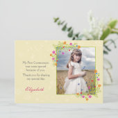 Floral Lijst, geel foto Bedankkaart (Staand voorkant)