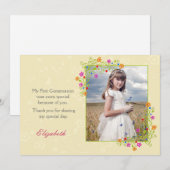 Floral Lijst, geel foto Bedankkaart (Voorkant / Achterkant)