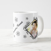 Floral Lijst - Gepersonaliseerd Afbeelding Gift Grote Koffiekop (Voorkant rechts)