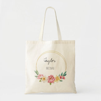 Floral Lijst Gepersonaliseerde bruidsmeisje Tote Bag