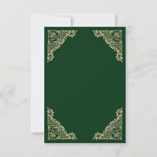 Floral Lijst Green en Gold Islamic Muslim Weduwen RSVP Kaartje (Achterkant)
