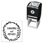 Floral Lijst Handgeschreven Newly Weds name Zelfinktende Stempel (In situ)