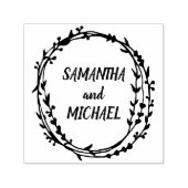 Floral Lijst Handgeschreven Newly Weds name Zelfinktende Stempel (Design)