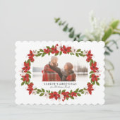 Floral Lijst Holiday Fotokaart Feestdagenkaart (Staand voorkant)