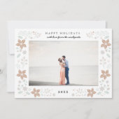 Floral Lijst Holiday Photo Card in Gold Feestdagenkaart (Voorkant)