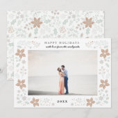 Floral Lijst Holiday Photo Card in Gold Feestdagenkaart (Voorkant / Achterkant)