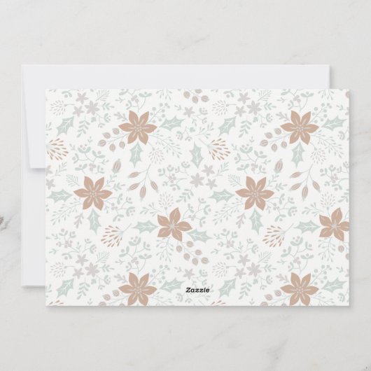 Floral Lijst Holiday Photo Card in Gold Feestdagenkaart (Achterkant)