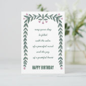 Floral Lijst Inspirerend Mindful Happy Birthday Kaart (Staand voorkant)