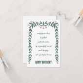 Floral Lijst Inspirerend Mindful Happy Birthday Kaart (Voorkant / Achterkant in situ)