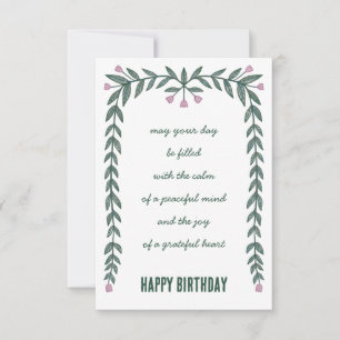 Floral Lijst Inspirerend Mindful Happy Birthday Kaart