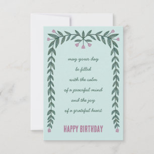 Floral Lijst Inspirerend Mindful Happy Birthday Kaart