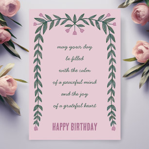 Floral Lijst Inspirerend Mindful Happy Birthday Kaart