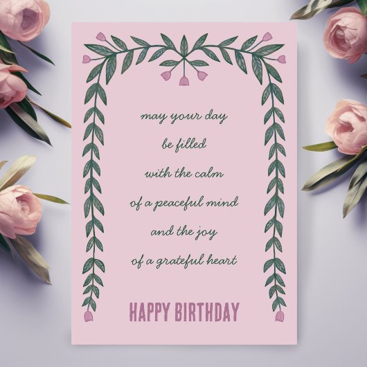 Floral Lijst Inspirerend Mindful Happy Birthday Kaart