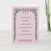 Floral Lijst Inspirerend Mindful Happy Birthday Kaart (Voorkant)