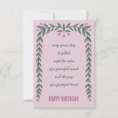 Floral Lijst Inspirerend Mindful Happy Birthday Kaart (Voorkant)