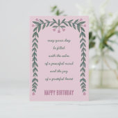 Floral Lijst Inspirerend Mindful Happy Birthday Kaart (Staand voorkant)