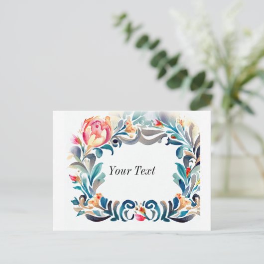 Floral Lijst Invitation Briefkaart (Staand voorkant)