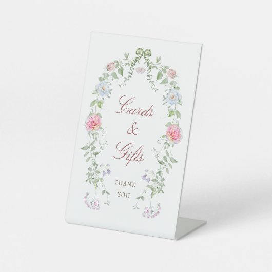 Floral Lijst Kaarten & Geschenken Reclamebord Met Voetstuk (Voorkant)