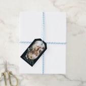 Floral Lijst kerstfeestdag Foto gepersonaliseerd Cadeaulabel (Met Touw)